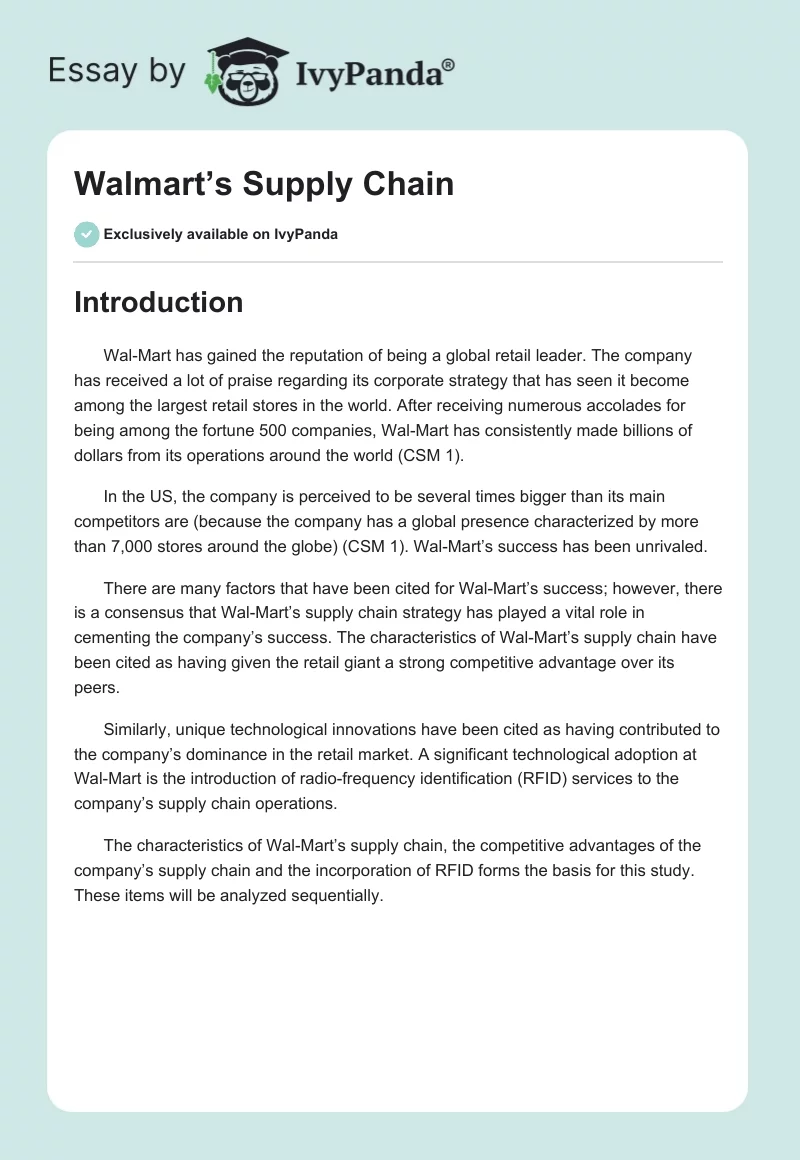 Walmart’s Supply Chain. Page 1