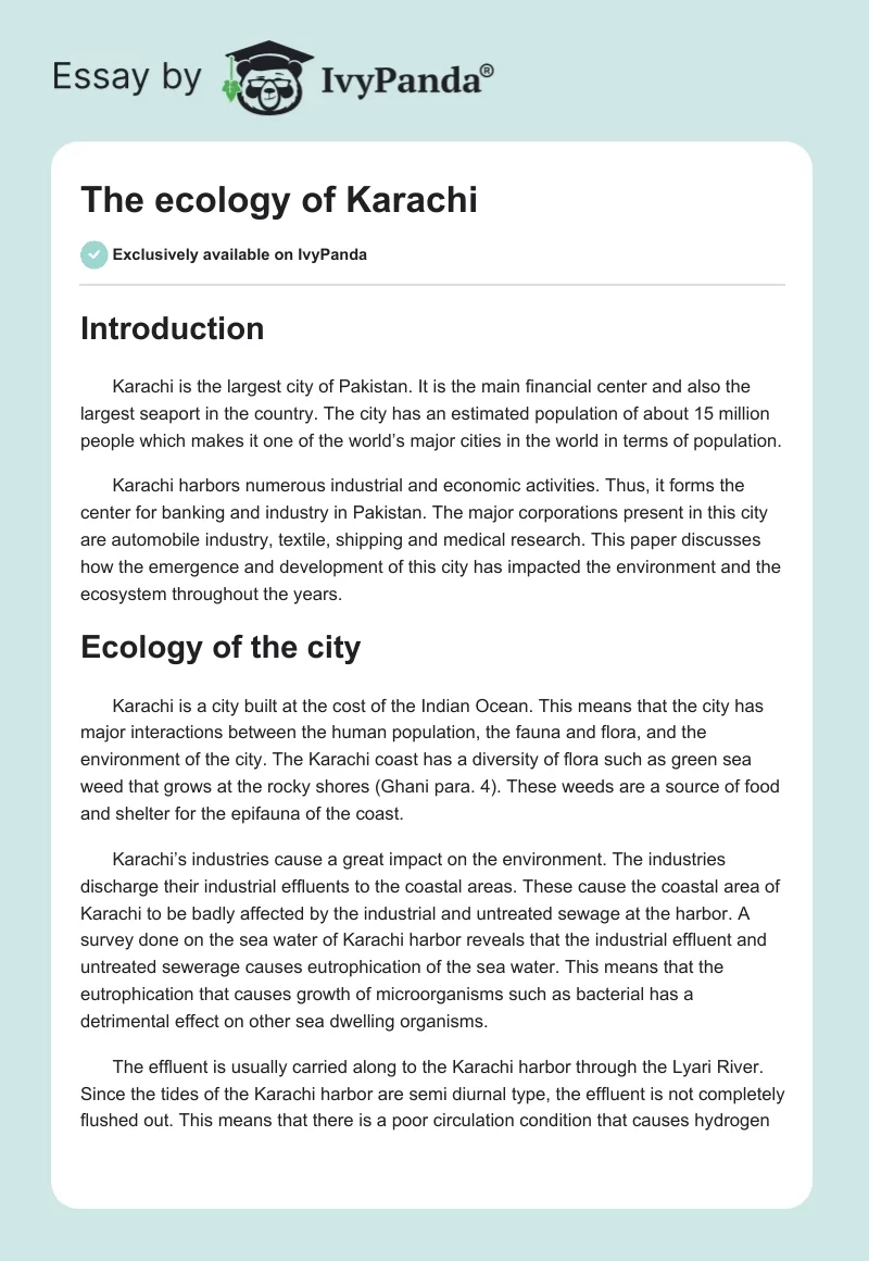 The ecology of Karachi. Page 1