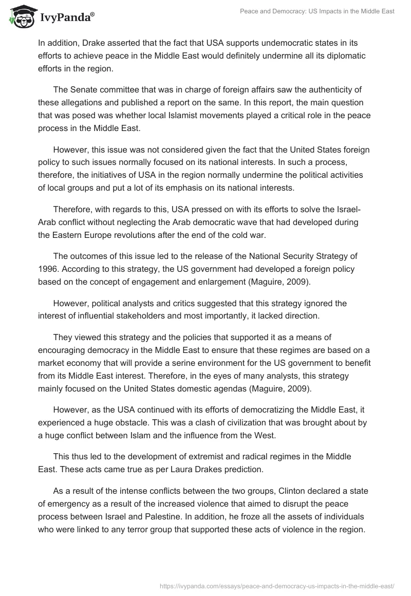 Peace and Democracy: US Impact in the Middle East. Page 5