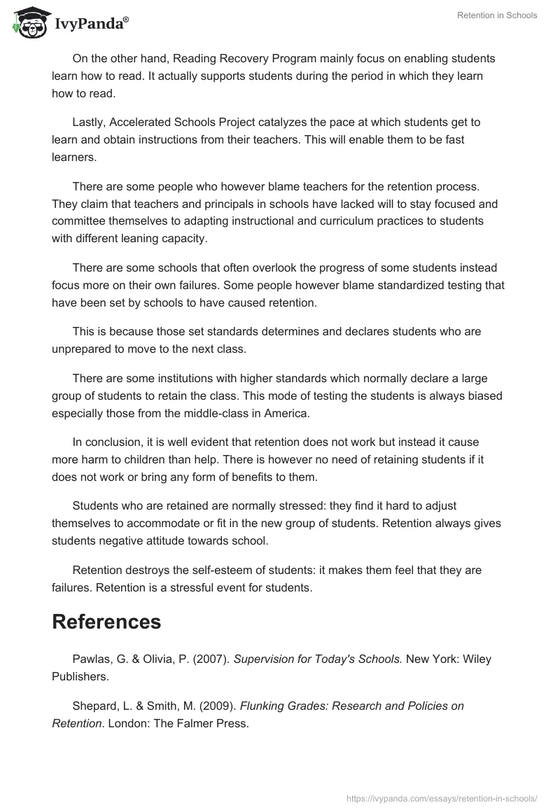 Retention in Schools. Page 4