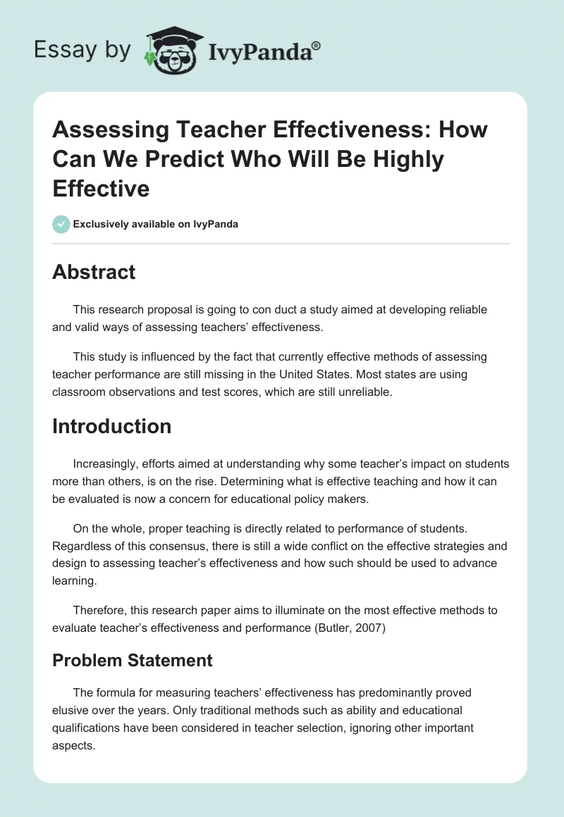 Assessing Teacher Effectiveness: How Can We Predict Who Will Be Highly Effective. Page 1
