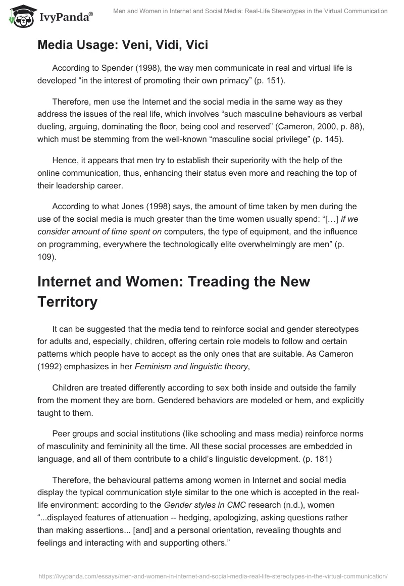 Men and Women in Internet and Social Media: Real-Life Stereotypes in the Virtual Communication. Page 4