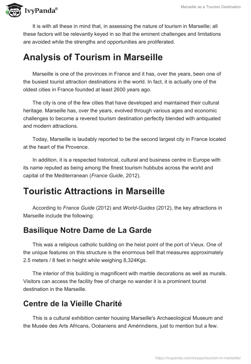 Marseille as a Tourism Destination. Page 3