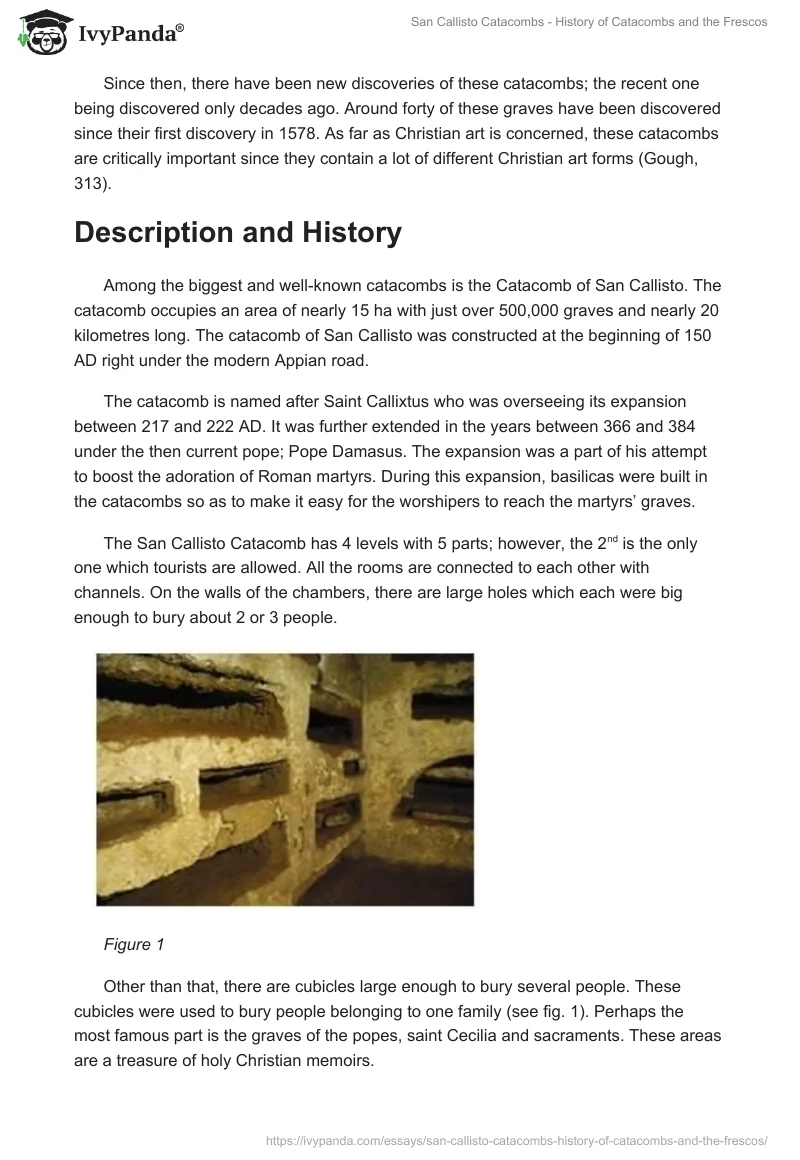San Callisto Catacombs - History of Catacombs and the Frescos. Page 2