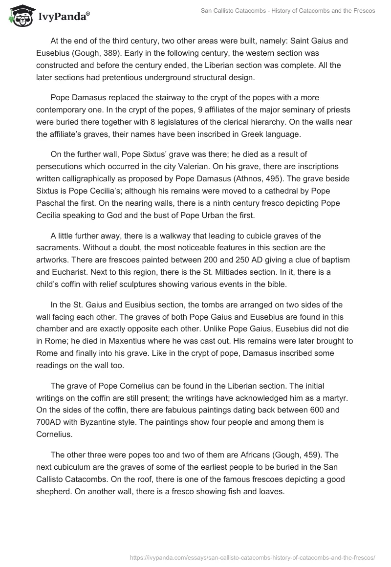 San Callisto Catacombs - History of Catacombs and the Frescos. Page 3
