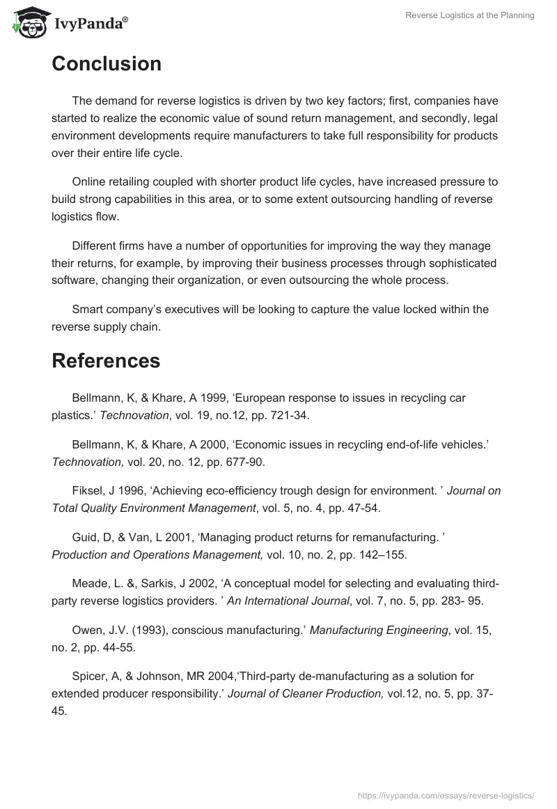 Reverse Logistics at the Planning. Page 5