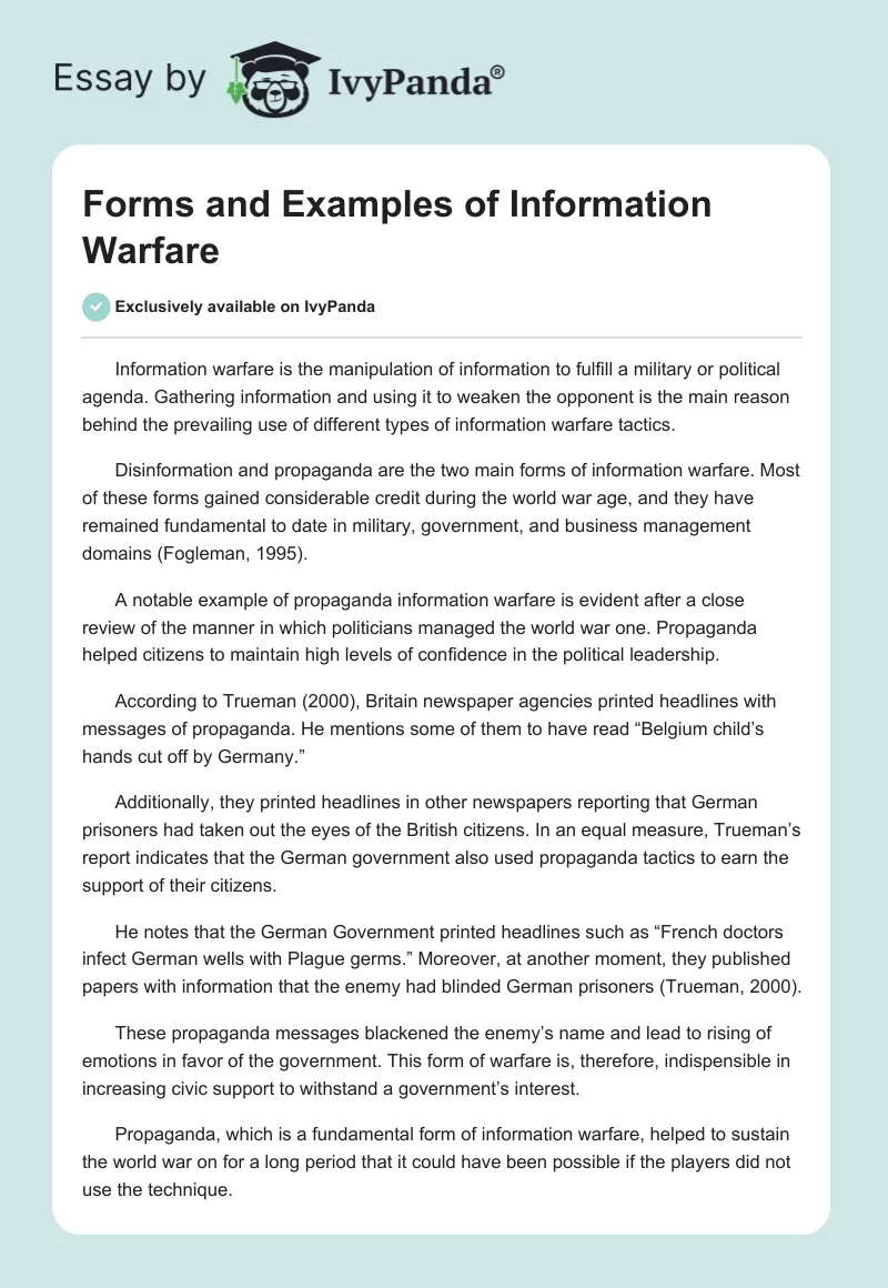 Forms and Examples of Information Warfare. Page 1