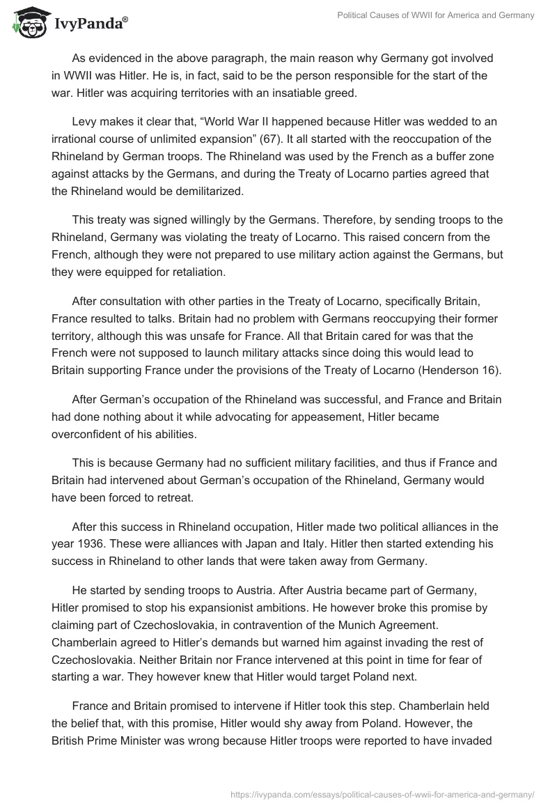 Political Causes of WWII for America and Germany. Page 2