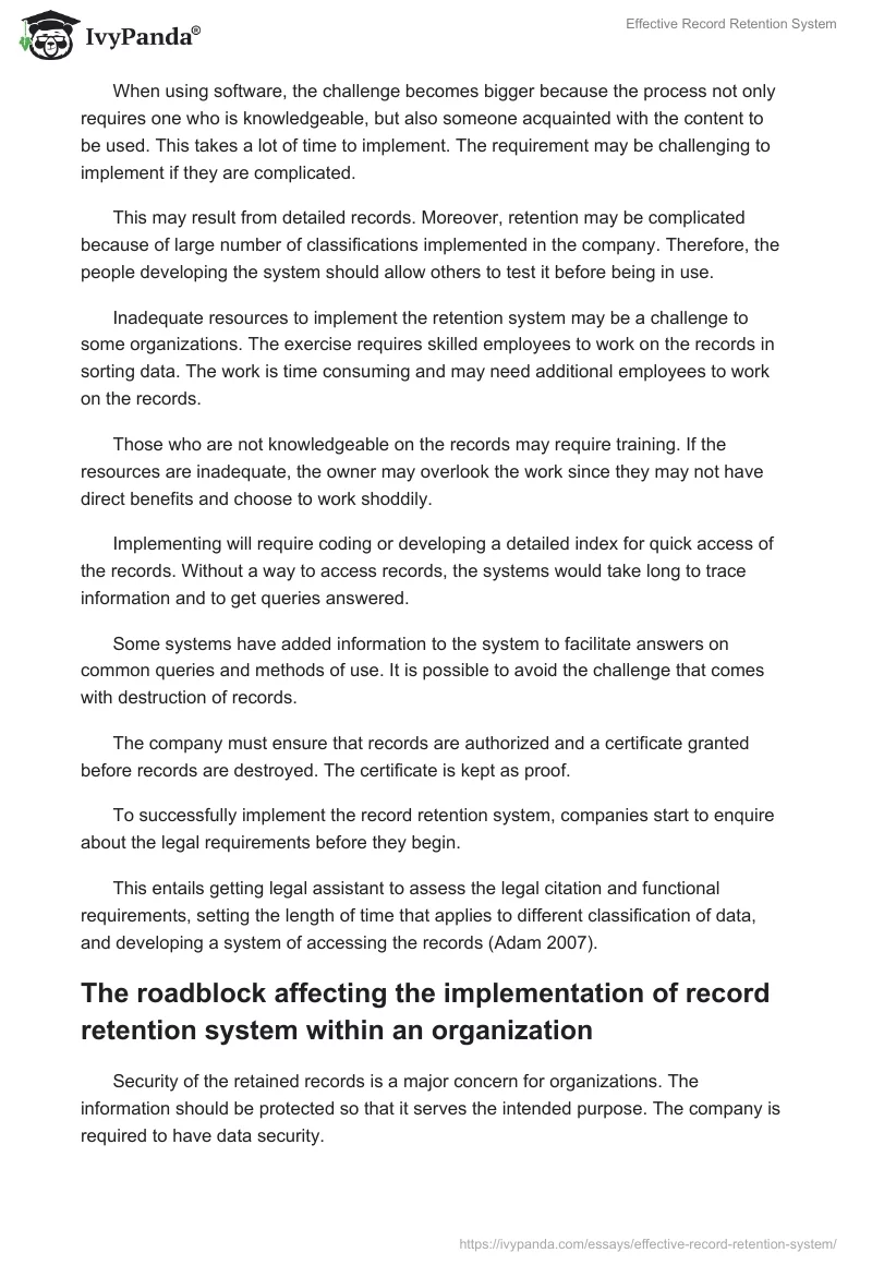 Effective Record Retention System. Page 4