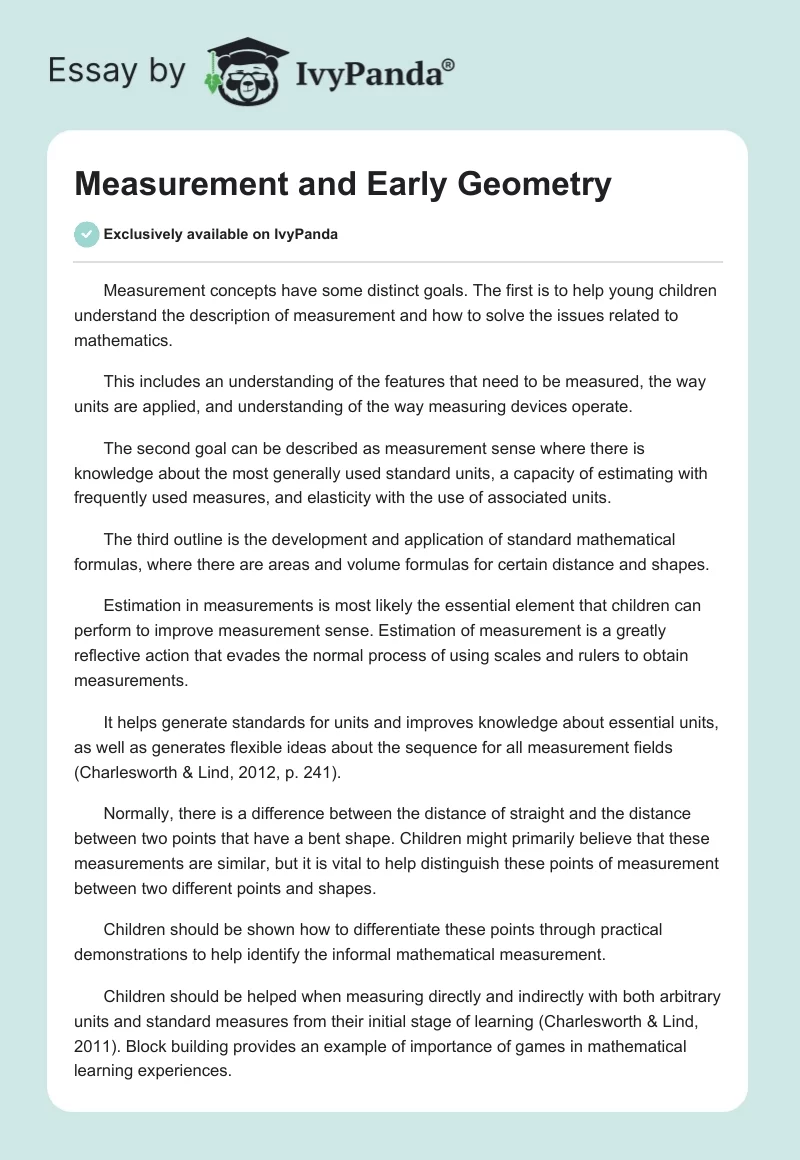 Measurement and Early Geometry. Page 1