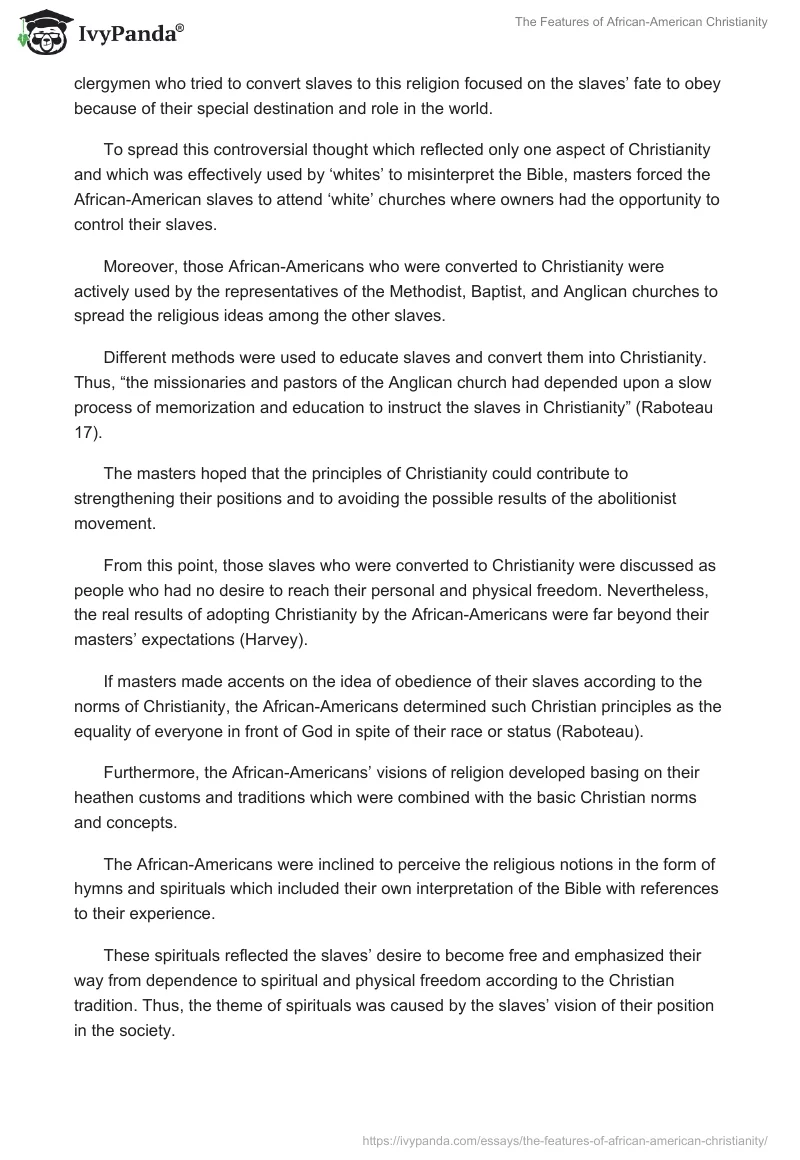 The Features of African-American Christianity. Page 2