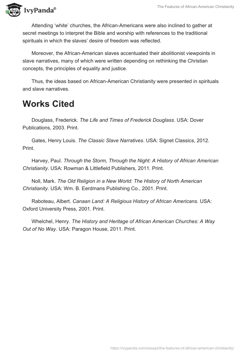 The Features of African-American Christianity. Page 5