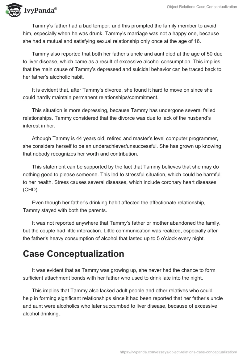 Object Relations Case Conceptualization. Page 2