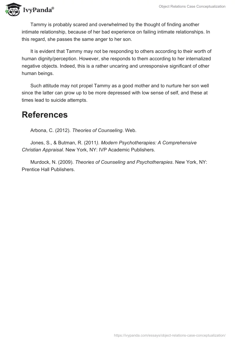 Object Relations Case Conceptualization. Page 5