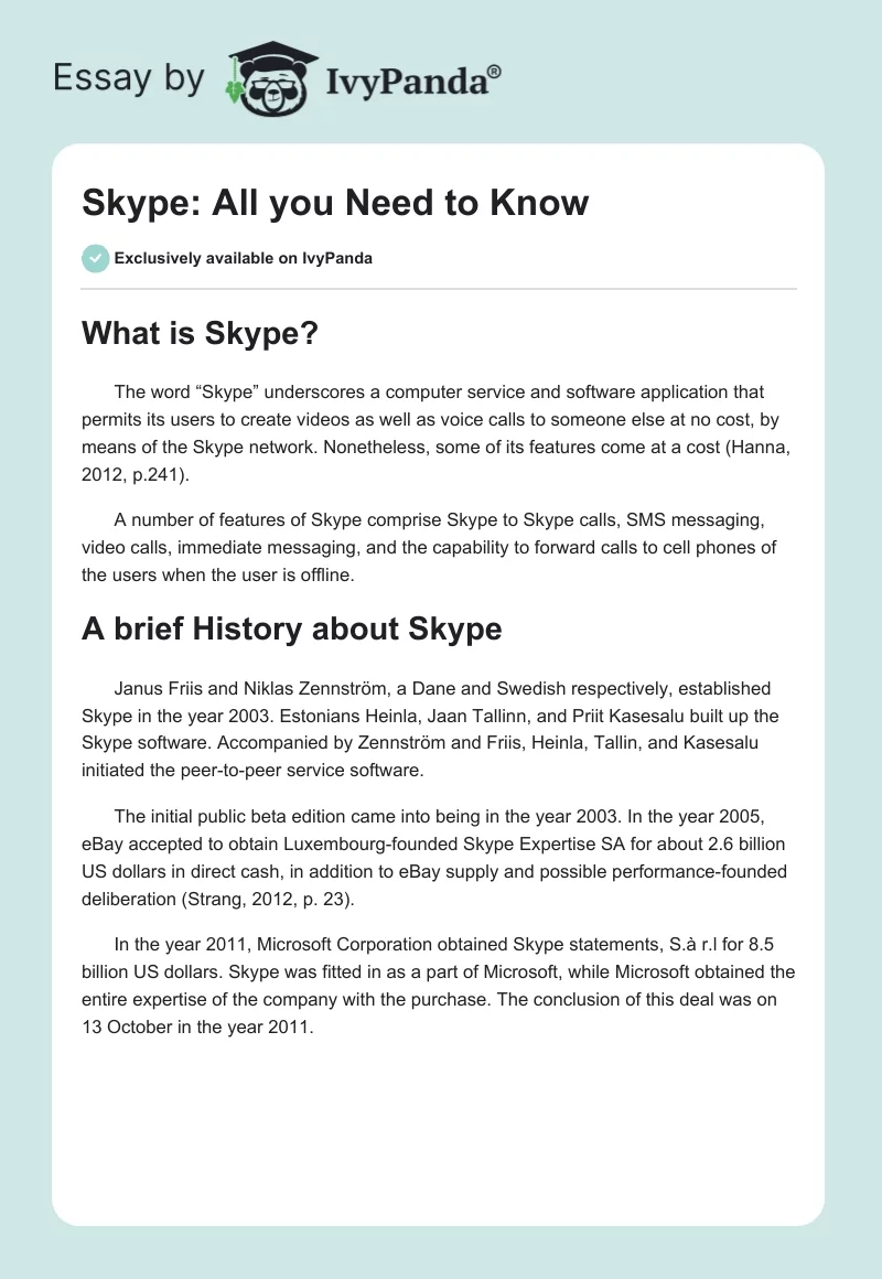 Skype: All you Need to Know. Page 1