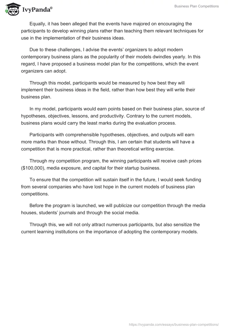 Business Plan Competitions. Page 3