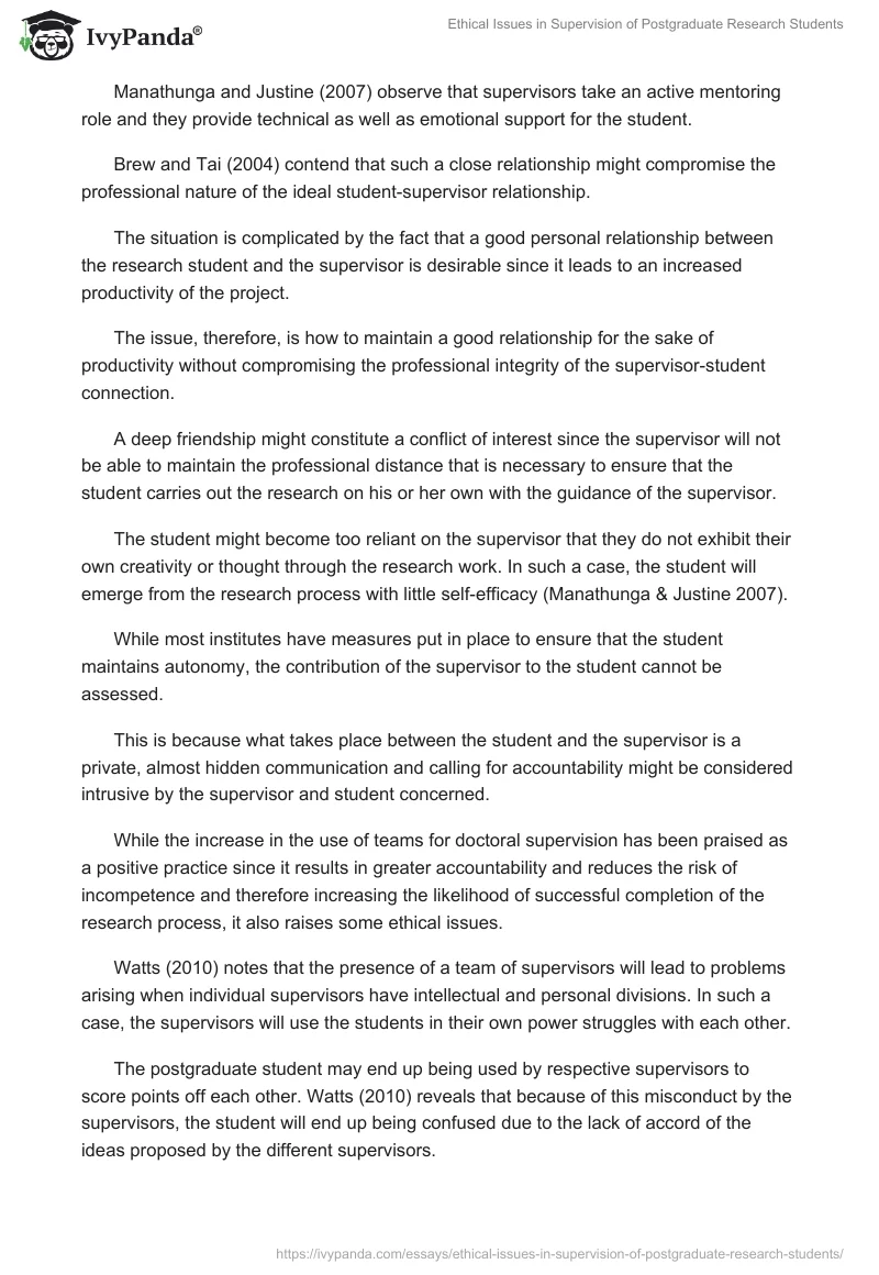 Ethical Issues in Supervision of Postgraduate Research Students. Page 2