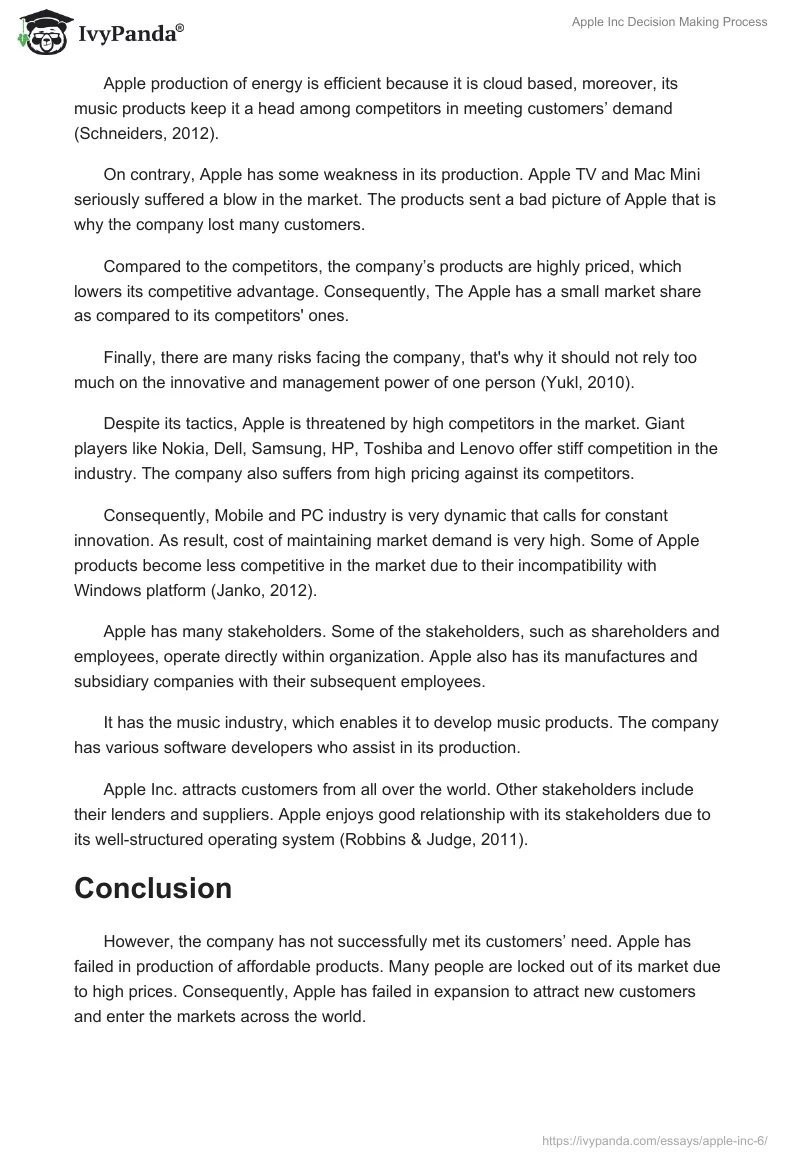 Apple Inc. Decision Making Process. Page 3