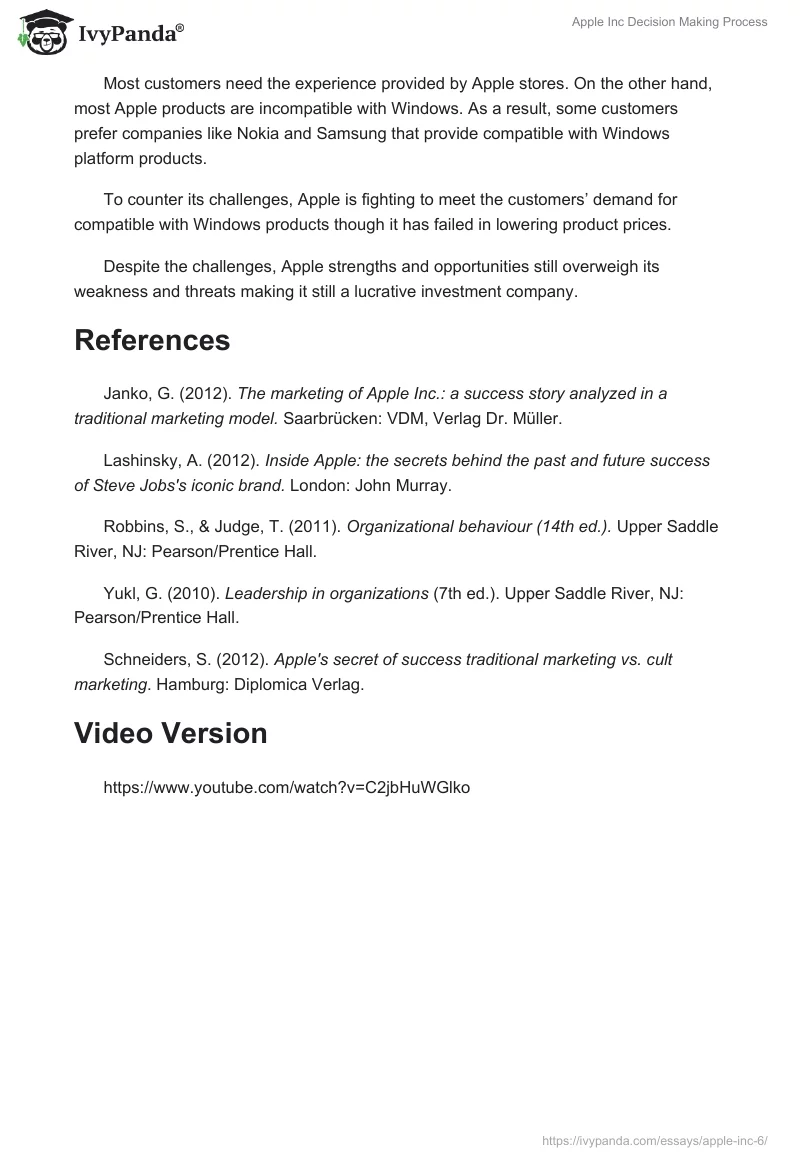 Apple Inc. Decision Making Process. Page 4