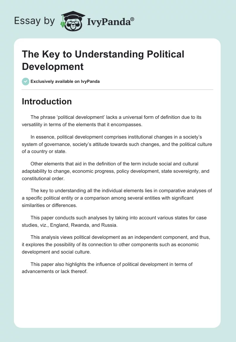 The Key to Understanding Political Development. Page 1