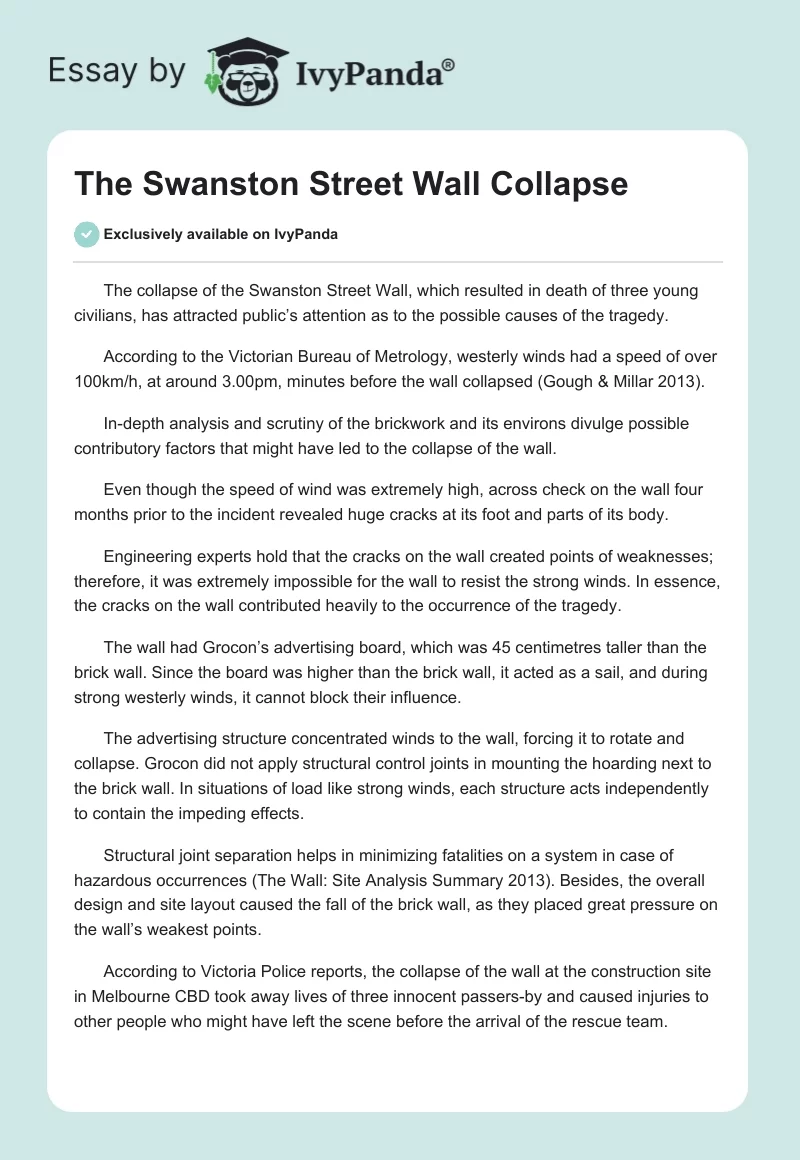 The Swanston Street Wall Collapse. Page 1