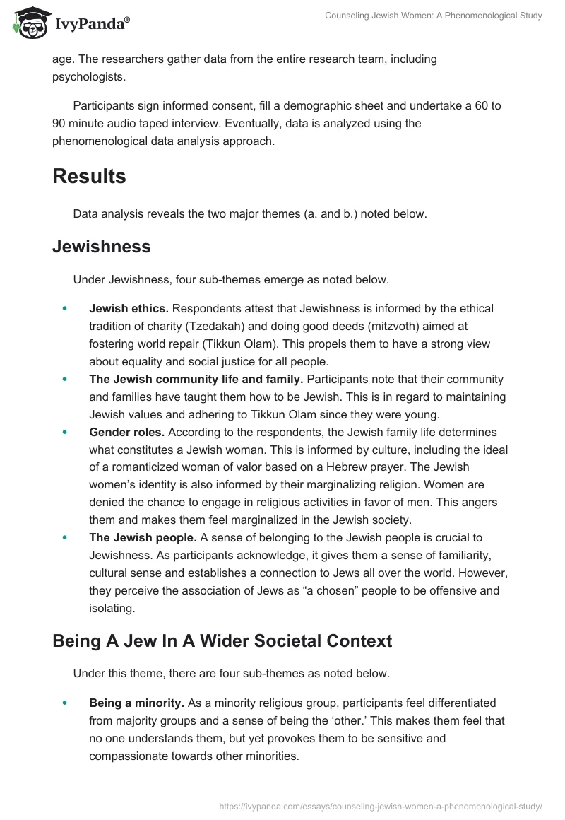 Counseling Jewish Women: A Phenomenological Study. Page 2