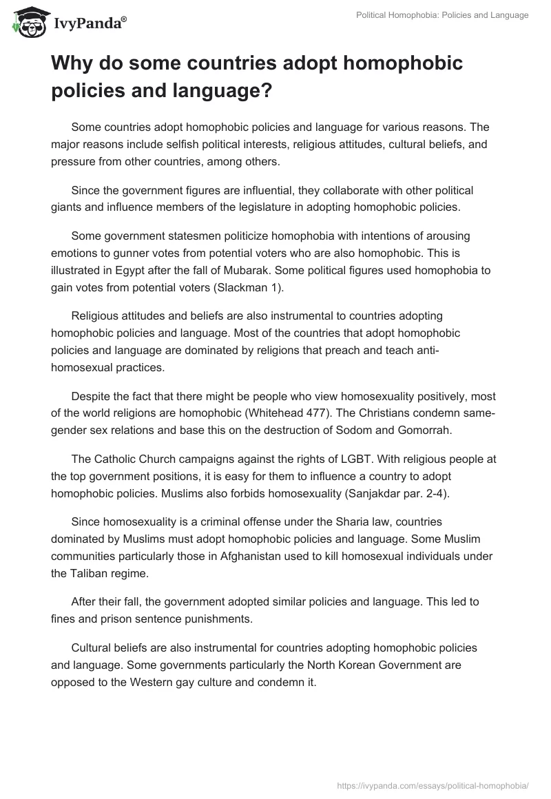Political Homophobia: Policies and Language. Page 2