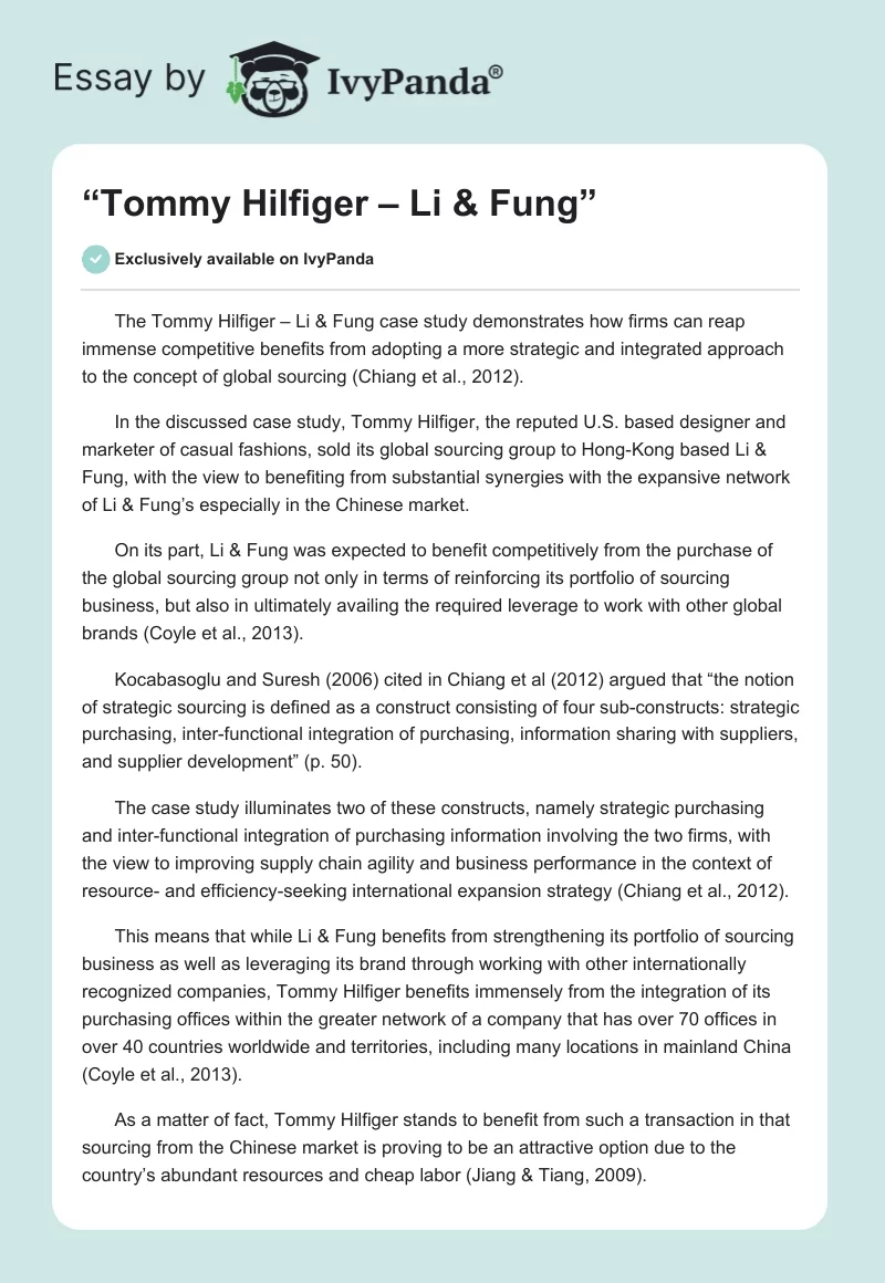 “Tommy Hilfiger – Li & Fung”. Page 1