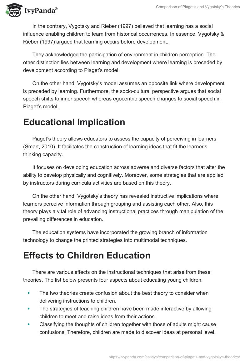 Comparison of Piaget’s and Vygotsky’s Theories. Page 2
