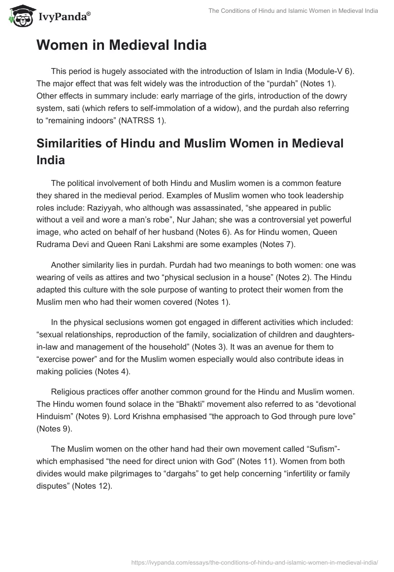 The Conditions of Hindu and Islamic Women in Medieval India. Page 2