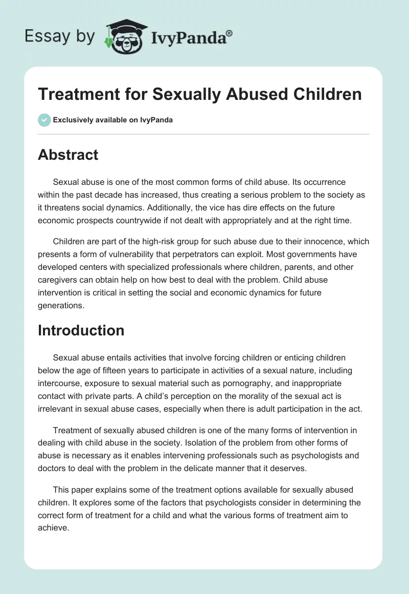 Treatment for Sexually Abused Children. Page 1