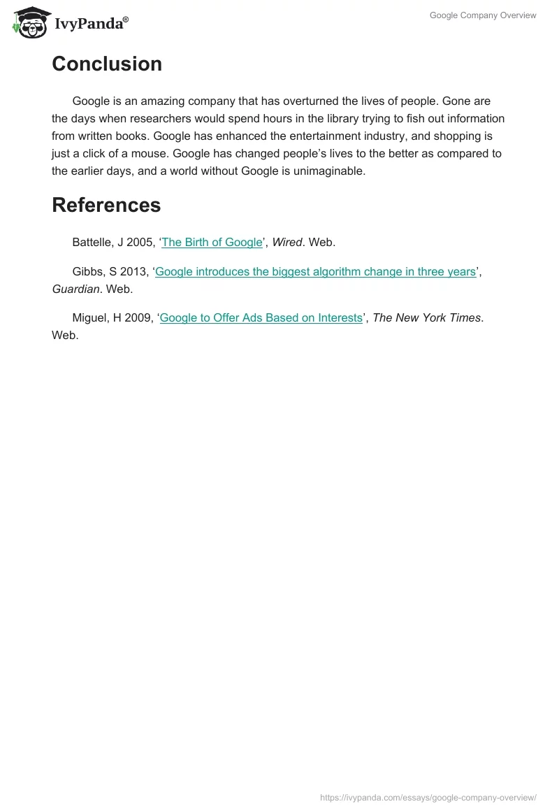 Google Company Overview. Page 3