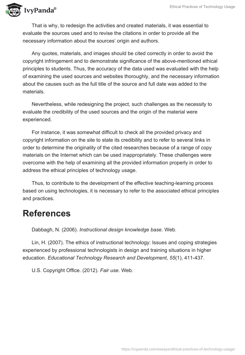 Ethical Practices of Technology Usage. Page 2