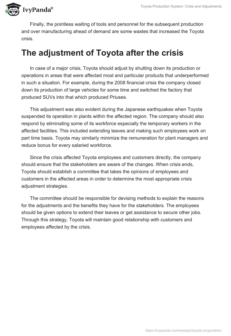 Toyota Production System: Crisis and Adjustments. Page 4