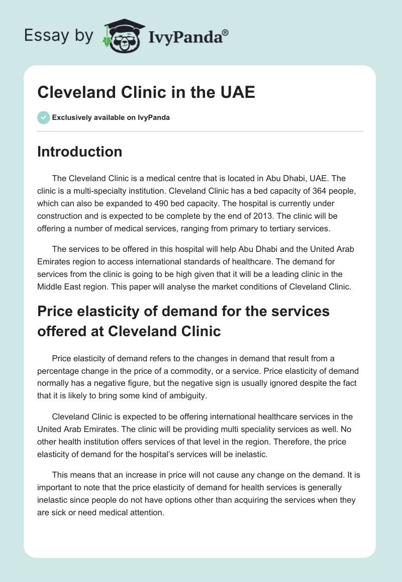 Cleveland Clinic in the UAE. Page 1