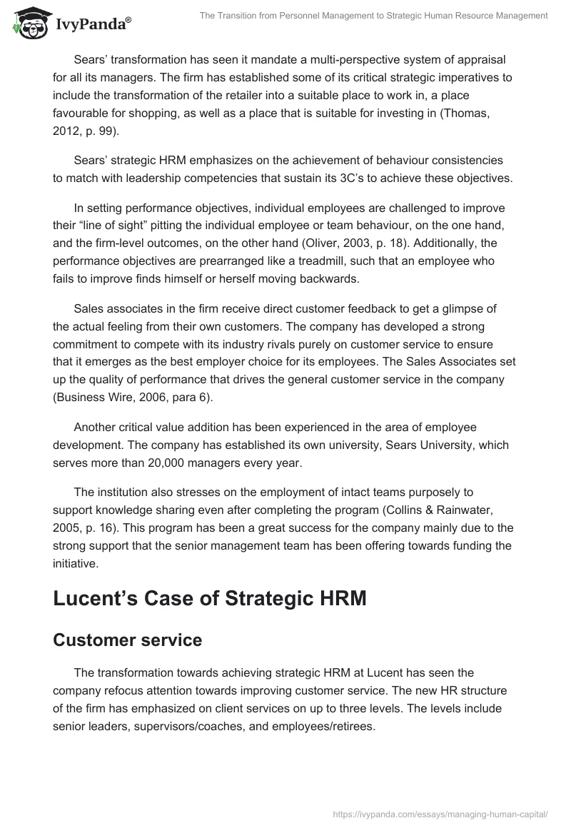 The Transition from Personnel Management to Strategic Human Resource Management. Page 4