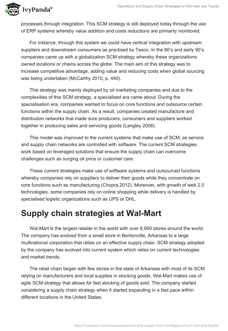 Operations and Supply Chain Strategies of Wal-Mart and Toyota. Page 3