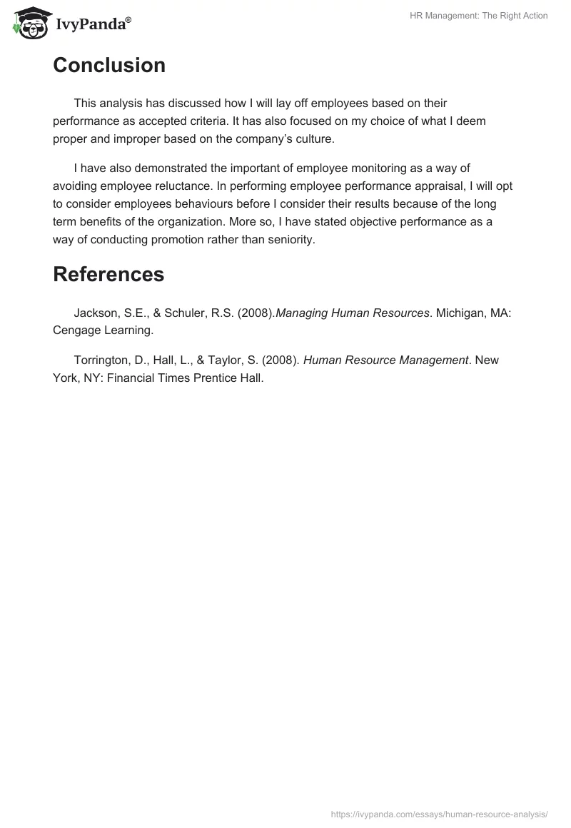 HR Management: The Right Action. Page 3