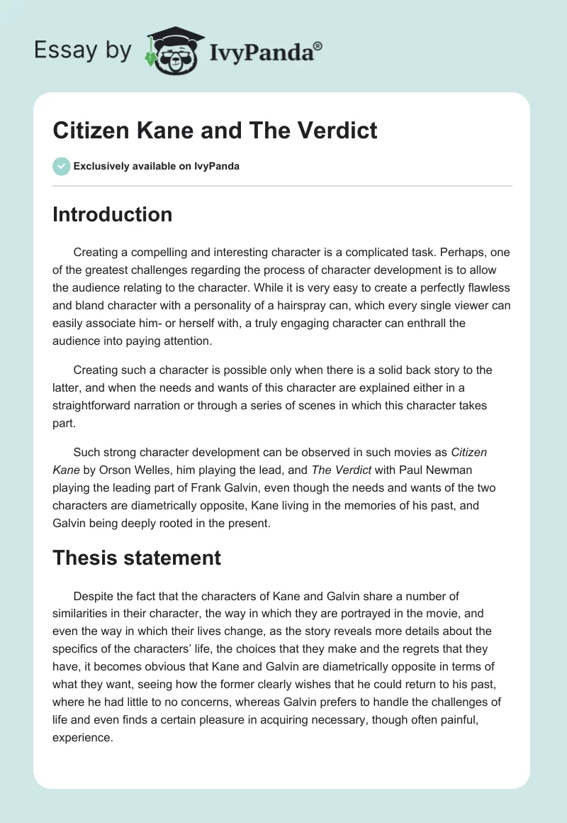 Citizen Kane and The Verdict. Page 1