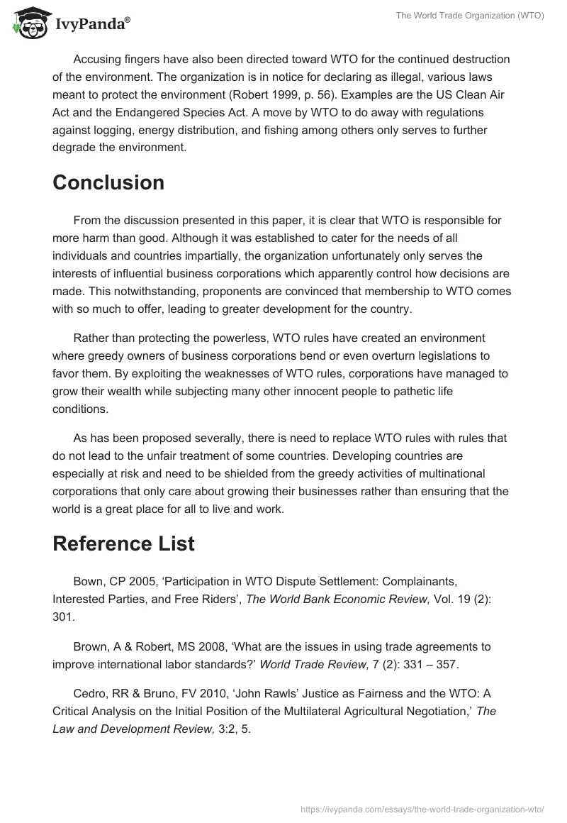 The World Trade Organization (WTO). Page 5