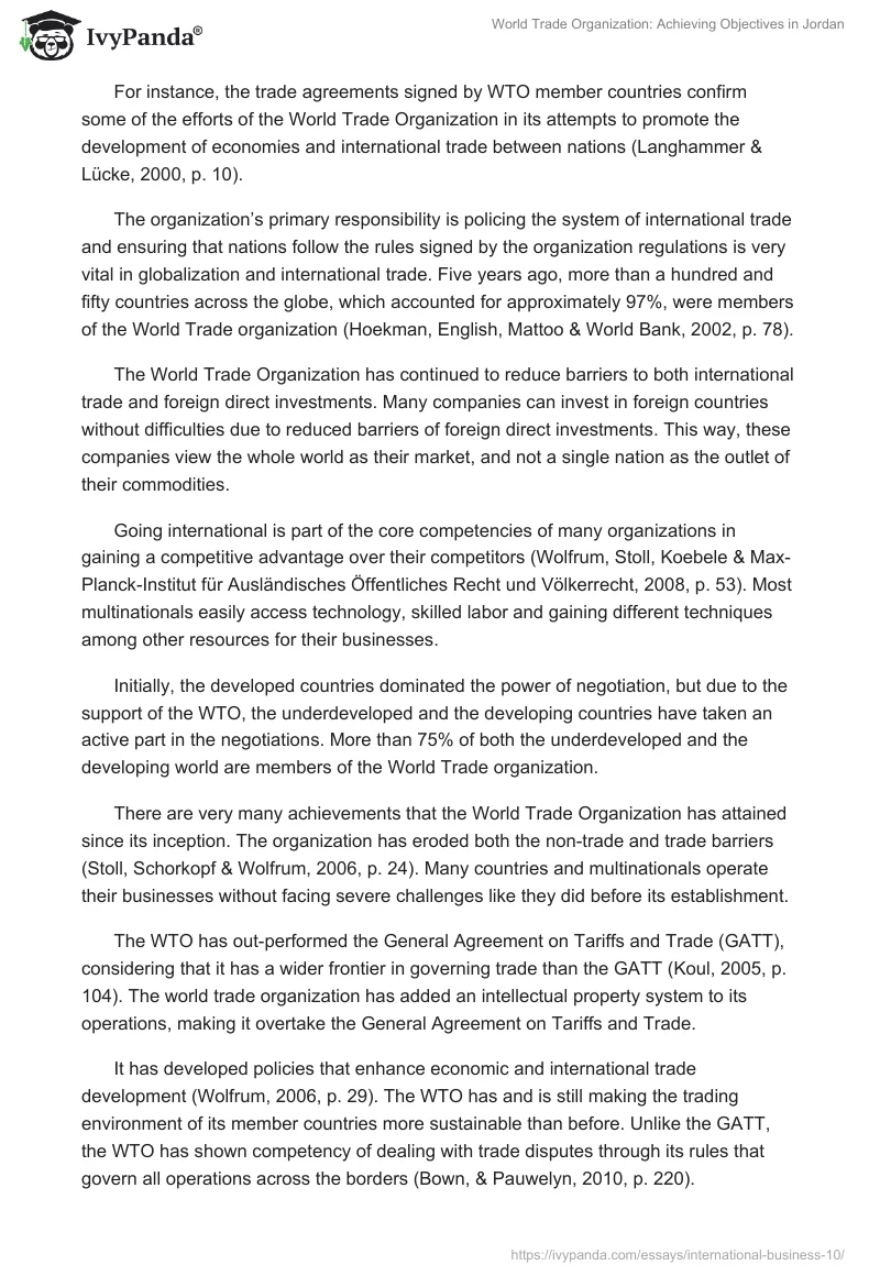 World Trade Organization: Achieving Objectives in Jordan. Page 2