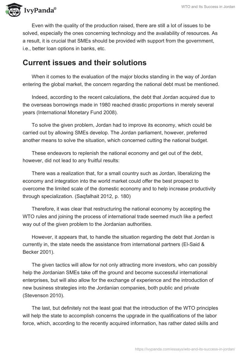WTO and Its Success in Jordan. Page 4