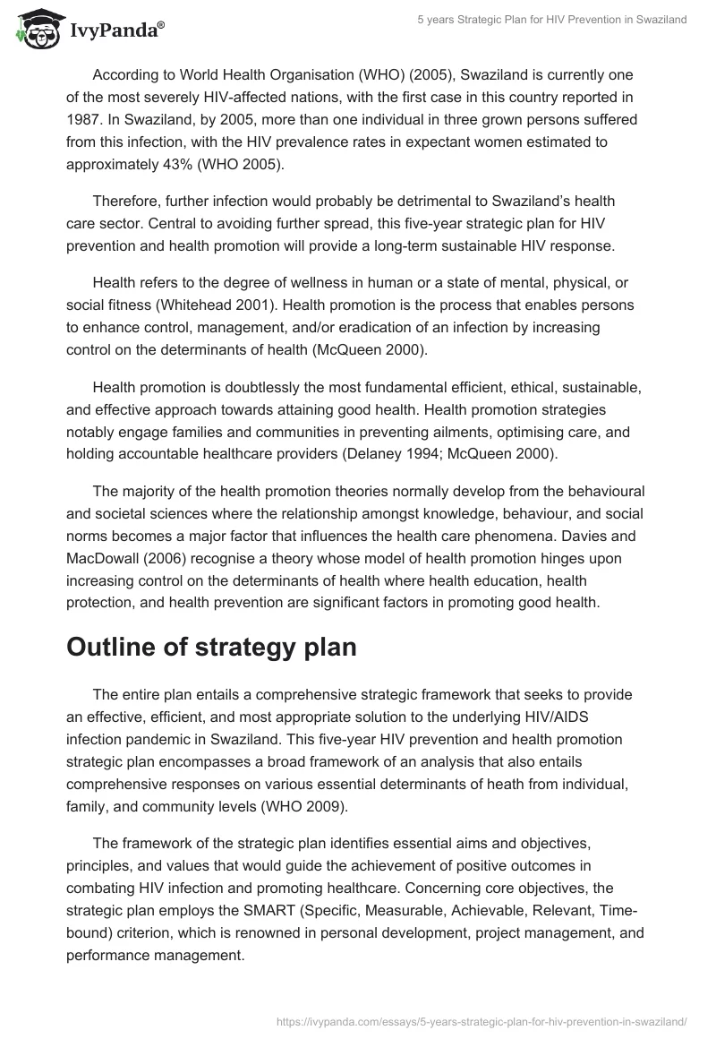 5 Years Strategic Plan for HIV Prevention in Swaziland. Page 2