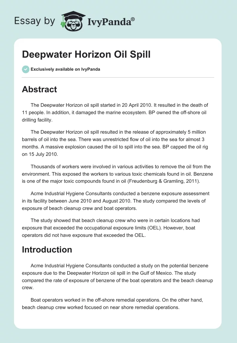 Deepwater Horizon Oil Spill. Page 1