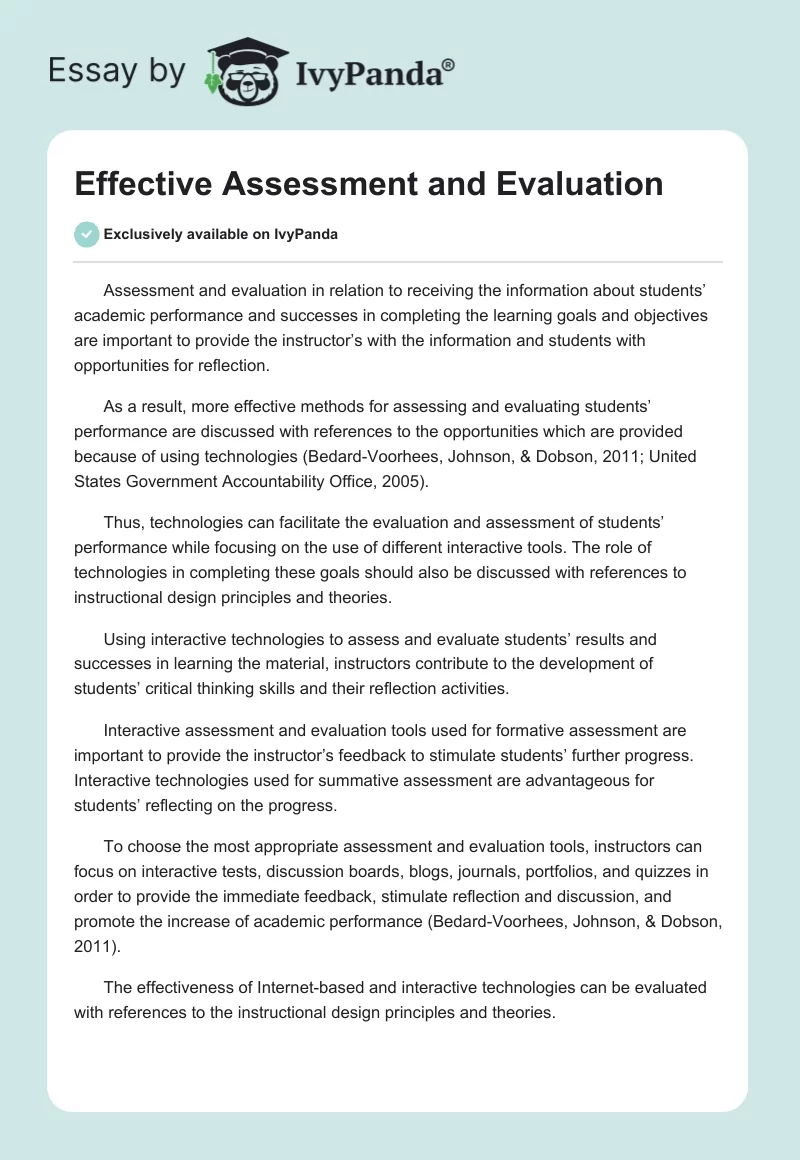 Effective Assessment and Evaluation. Page 1
