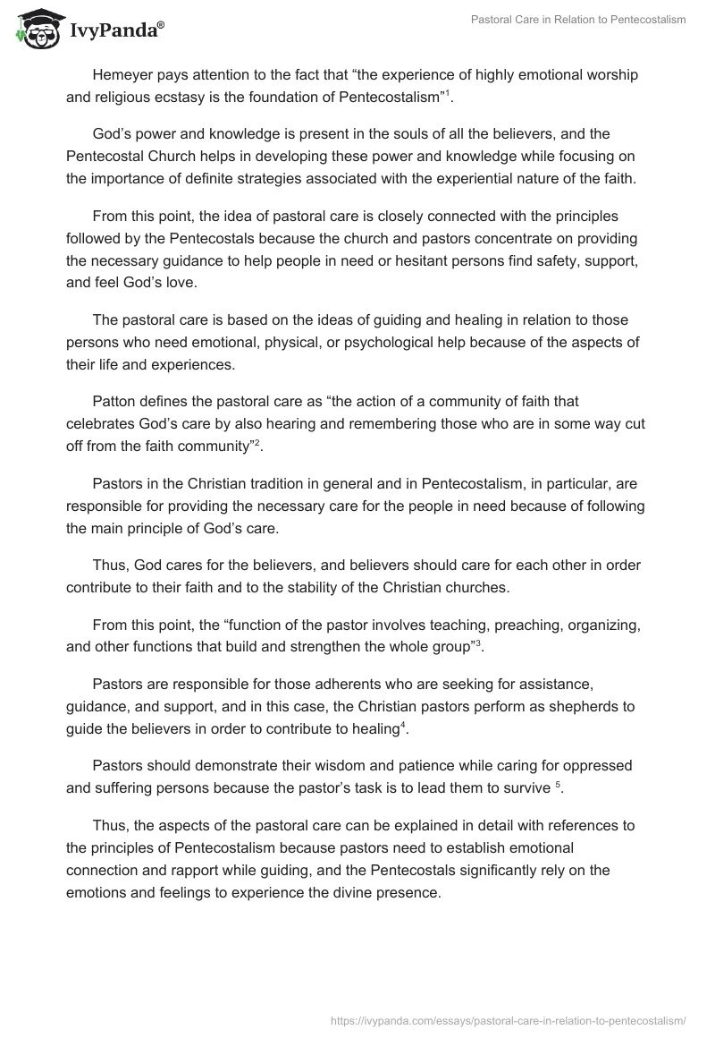 Pastoral Care in Relation to Pentecostalism. Page 2