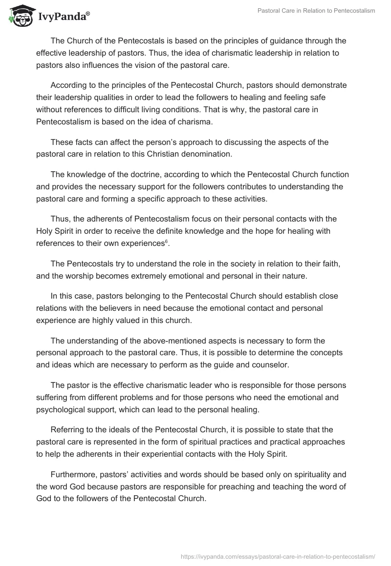 Pastoral Care in Relation to Pentecostalism. Page 3