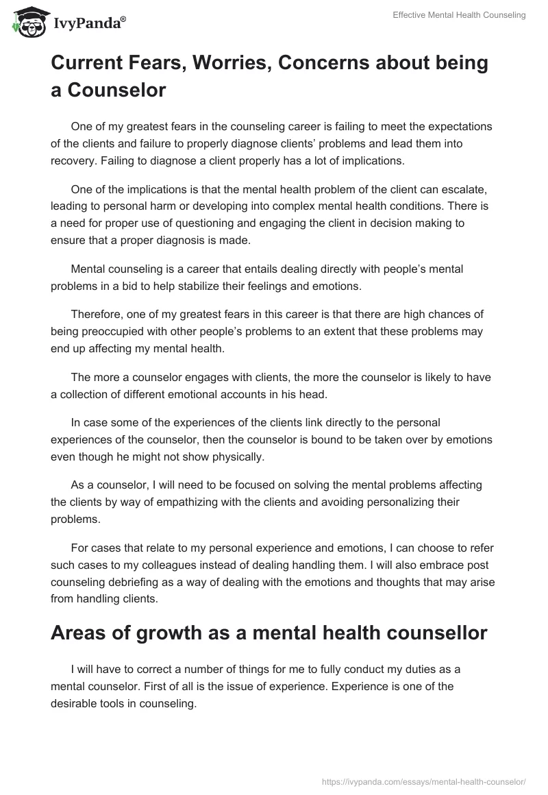 Effective Mental Health Counseling. Page 3