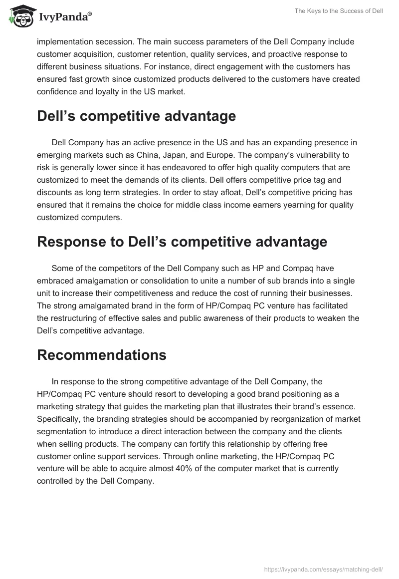 matching dell case study summary