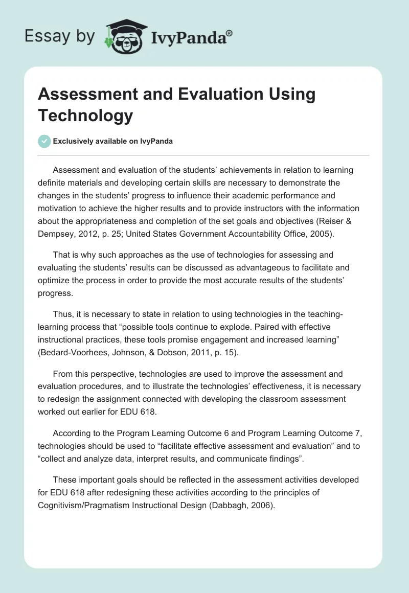 Assessment and Evaluation Using Technology. Page 1
